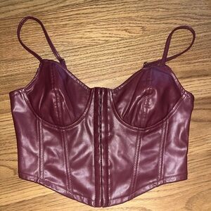 Iris Maroon Faux Leather Top